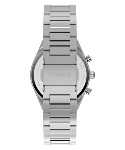 Q Timex Continental Chronograph 36mm Stainless Steel Bracelet Watch Black Dial TW2Y93200