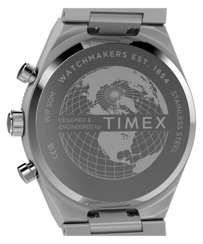 Q Timex Continental Chronograph 36mm Stainless Steel Bracelet Watch Black Dial TW2Y93200