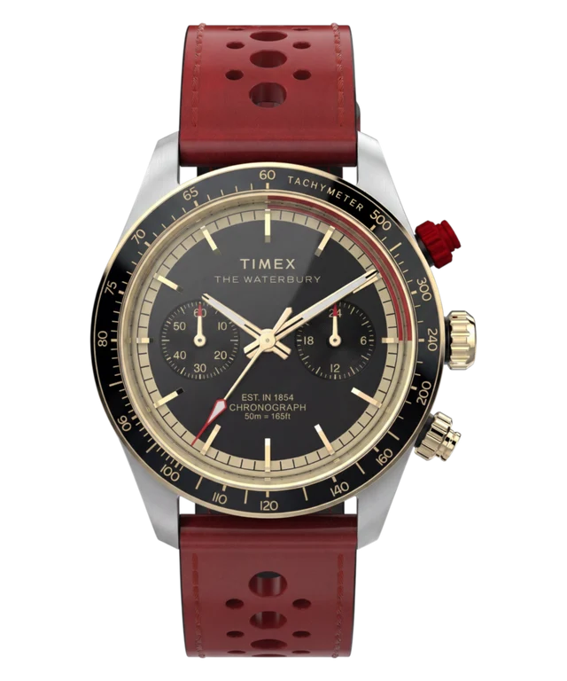 Waterbury Heritage Chronograph 39mm Leather Strap Watch TW2Y93400