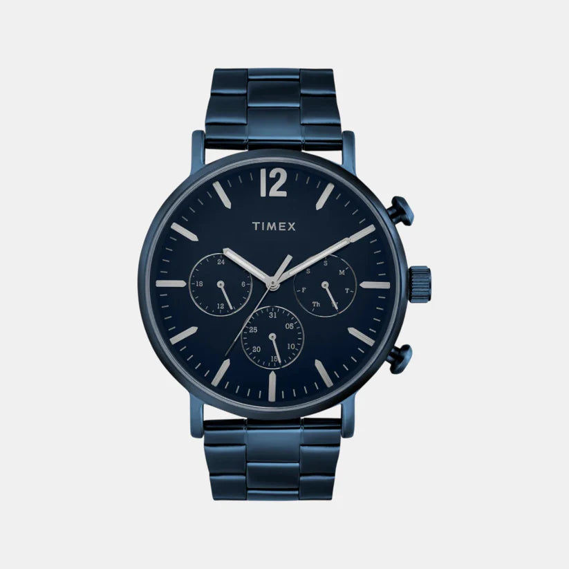 Timex Fashion Men Quartz Blue Dial Multi-Function Stainless Steel Watch TWEG20028