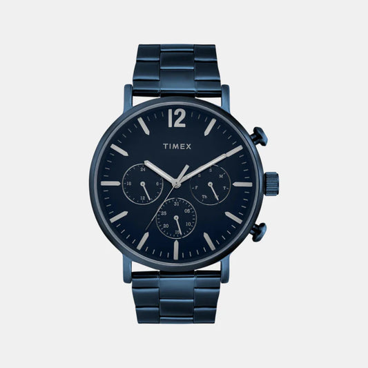 Timex Fashion Men Quartz Blue Dial Multi-Function Stainless Steel Watch TWEG20028