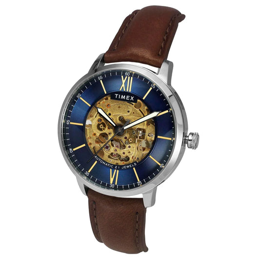 Timex Men Automatic Blue Round Stainless Steel Dial Watch- TWEG23501