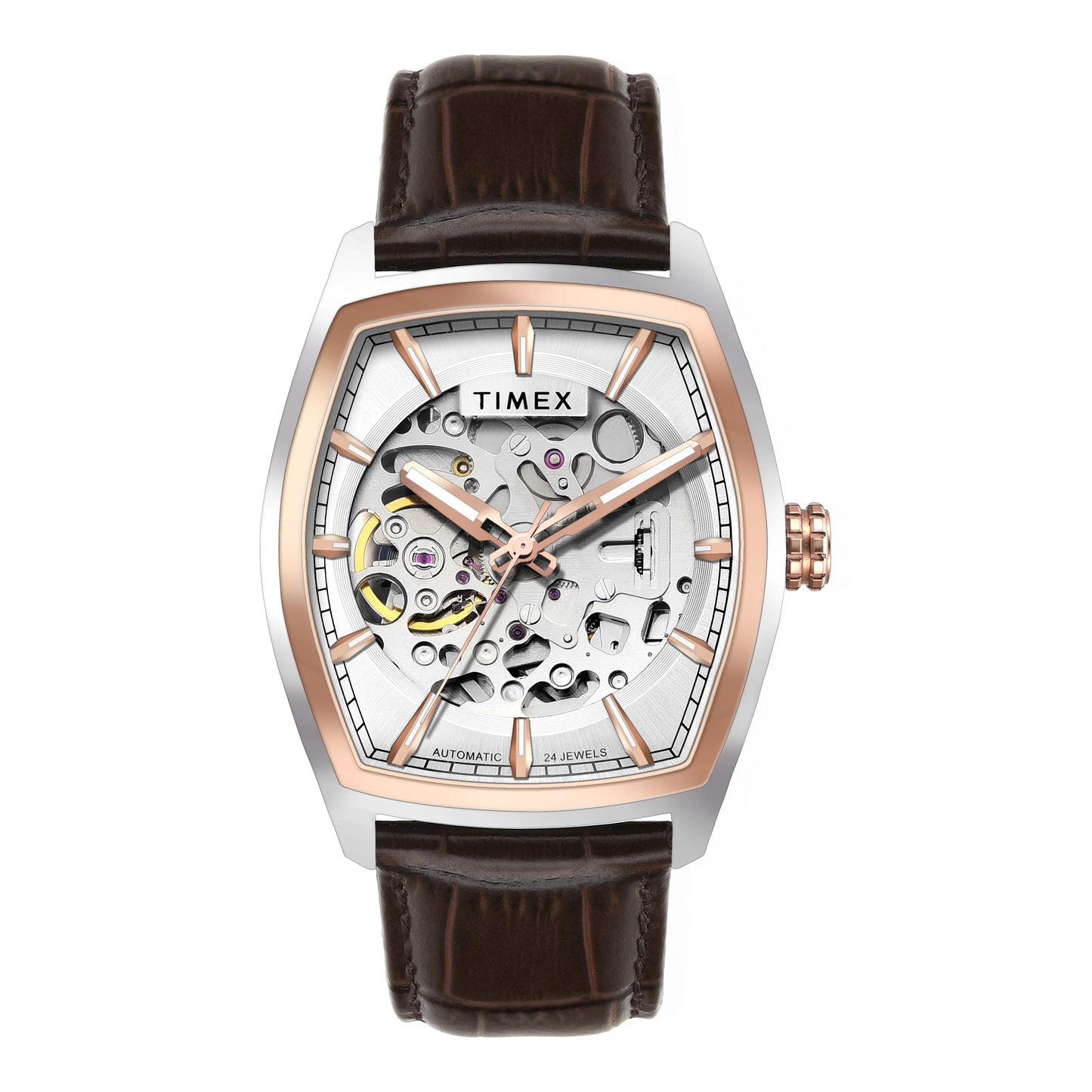 TIMEX Men Silver Rectangle Dial Analog Automatic Watch - TWEG25901
