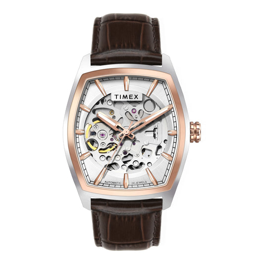 TIMEX Men Silver Rectangle Dial Analog Automatic Watch - TWEG25901