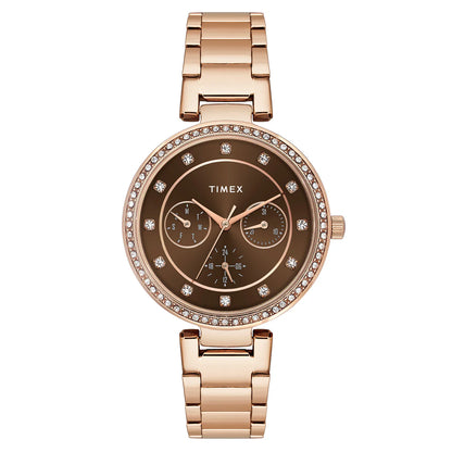 TIMEX Brown Round Dial Analog Women's Watch - TWEL18721