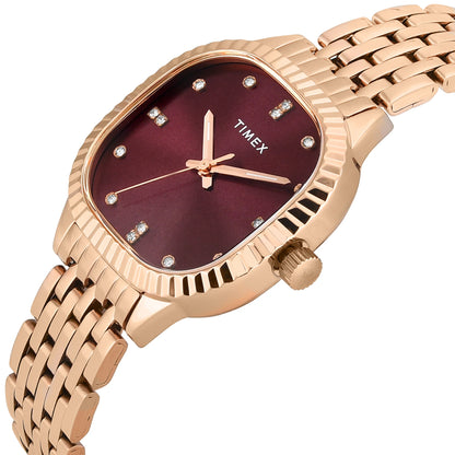 Timex Trendline Women Quartz Burgundy Dial Analog Stainless Steel Watch TWEL27300