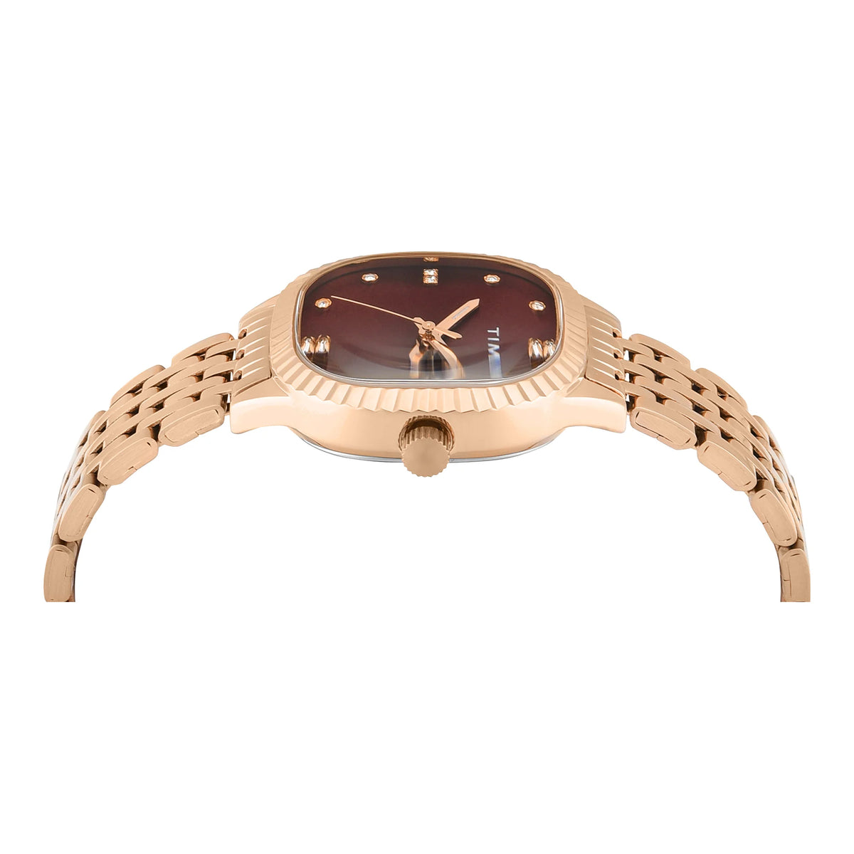Timex Trendline Women Quartz Burgundy Dial Analog Stainless Steel Watch TWEL27300
