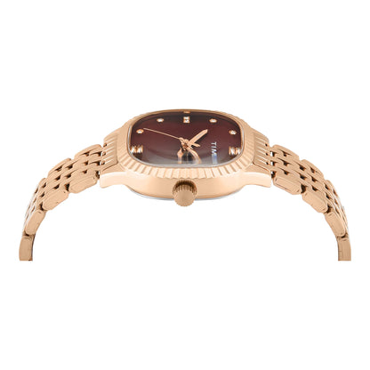 Timex Trendline Women Quartz Burgundy Dial Analog Stainless Steel Watch TWEL27300