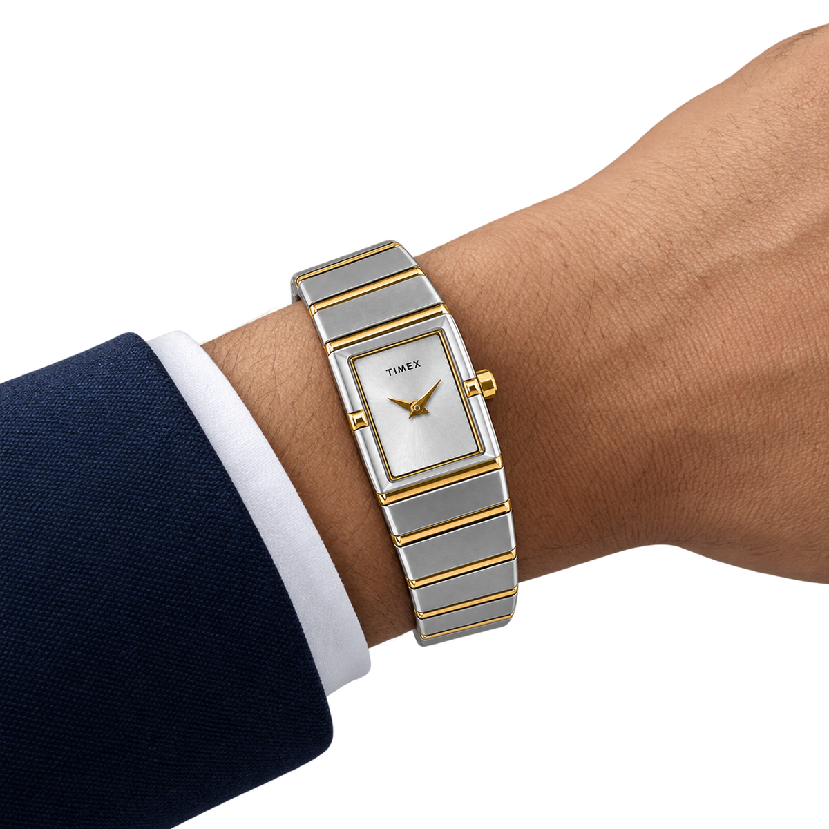Timex Women’s Two-Tone Silver & Gold Rectangular Dial Stainless Steel Bracelet Watch TWEL28901