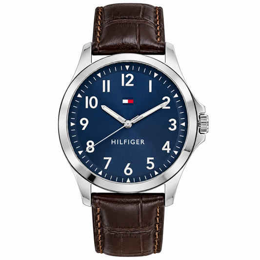 Tommy Hilfiger Quartz Analog Blue Dial Leather Strap Watch for Men th1791449w