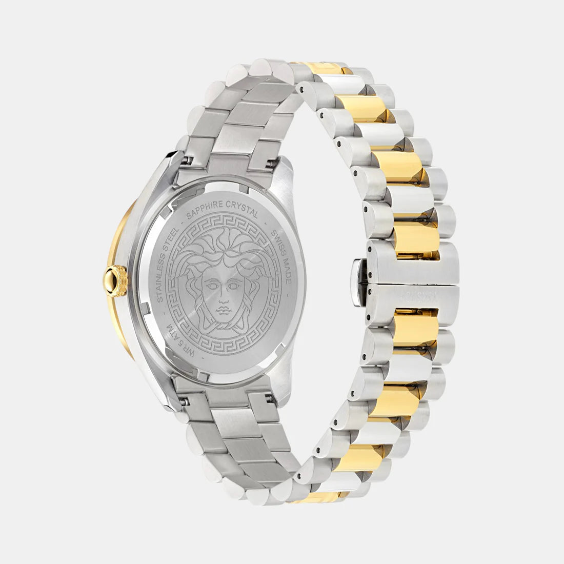 Versace V Dome Men Quartz White Dial Analog Stainless Steel Watch VE8E00424