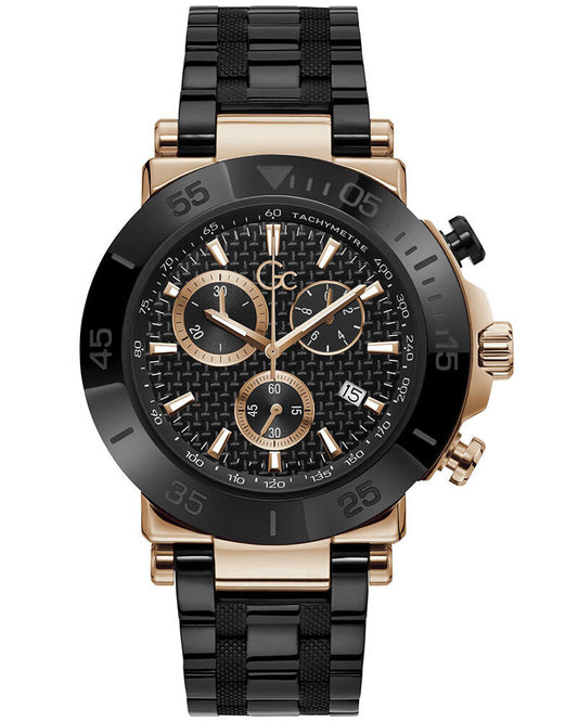 Men Quartz Black Dial Chronograph Stainless Steel Watch Y70002G2MF