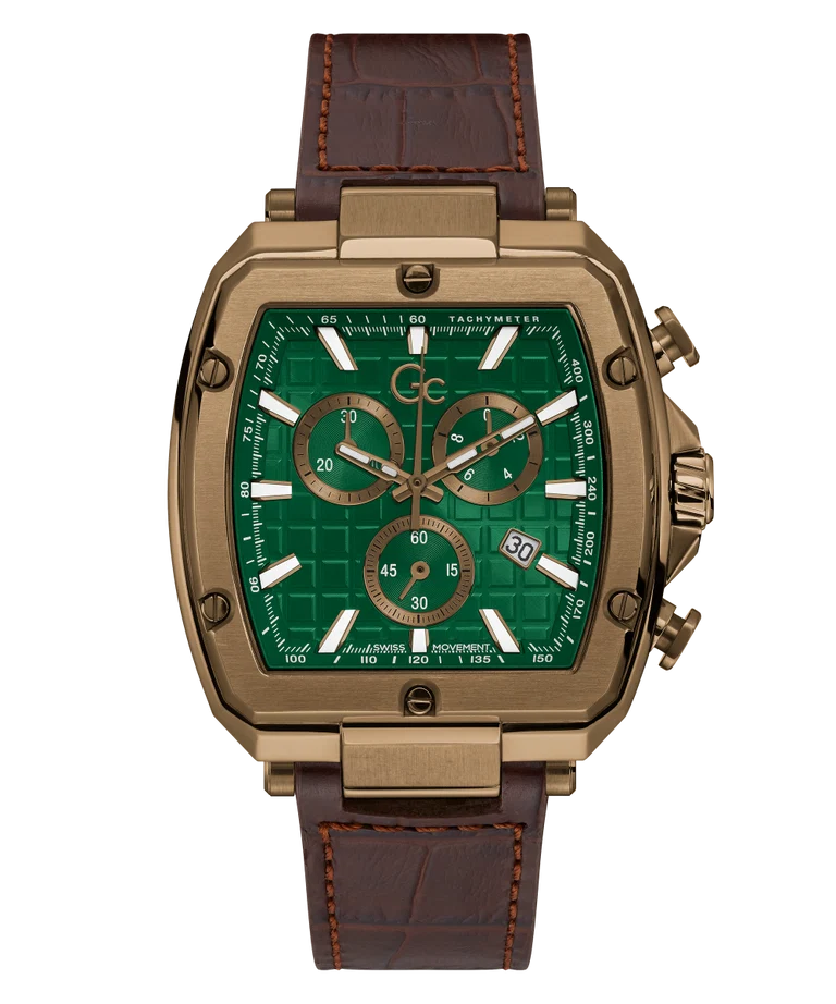 Spirit Men Quartz Green Dial Chronograph Leather Watch Y83002G5MF