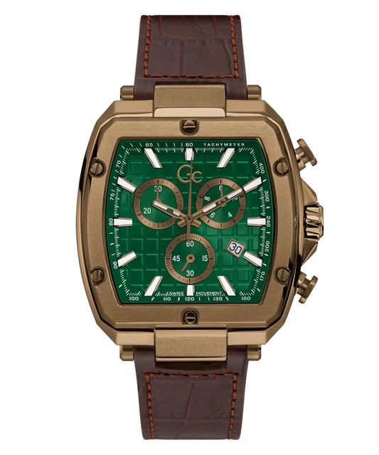 Spirit Men Quartz Green Dial Chronograph Leather Watch Y83002G5MF