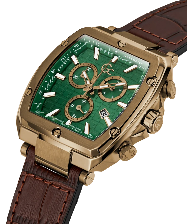 Spirit Men Quartz Green Dial Chronograph Leather Watch Y83002G5MF