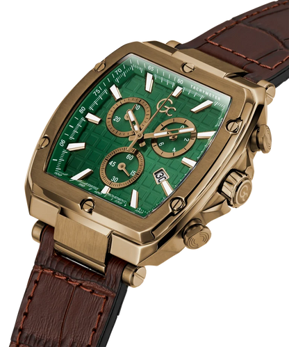 Spirit Men Quartz Green Dial Chronograph Leather Watch Y83002G5MF