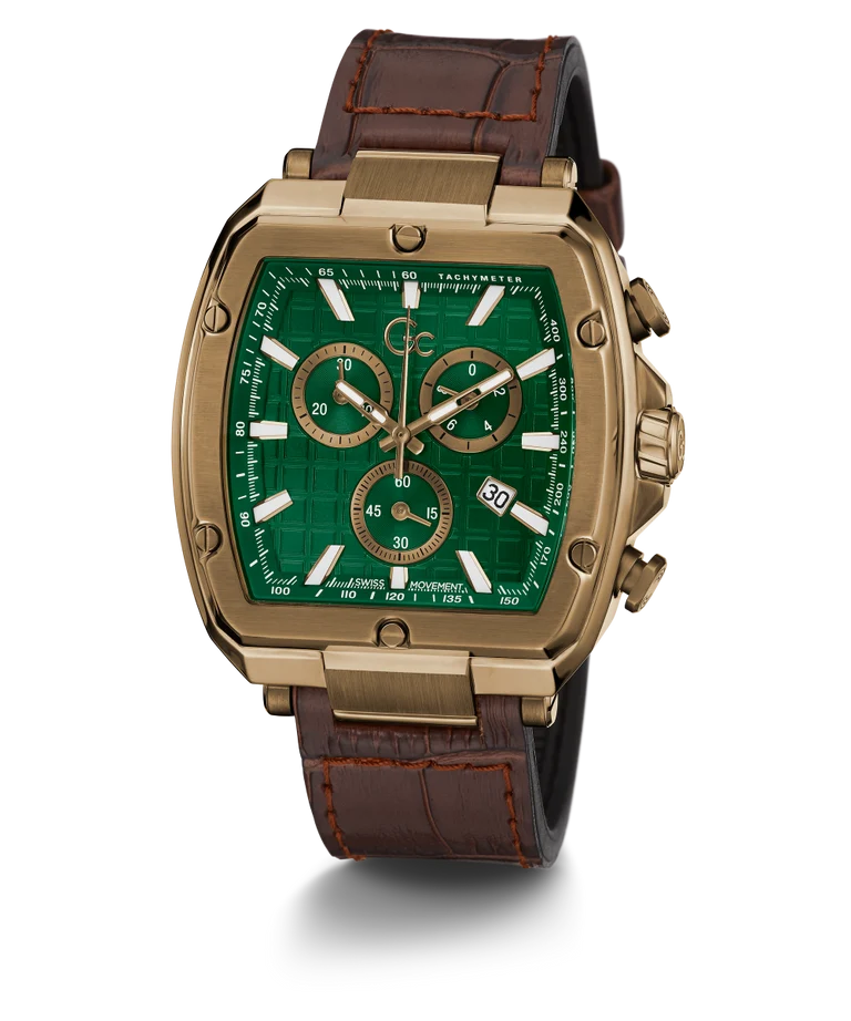 Spirit Men Quartz Green Dial Chronograph Leather Watch Y83002G5MF