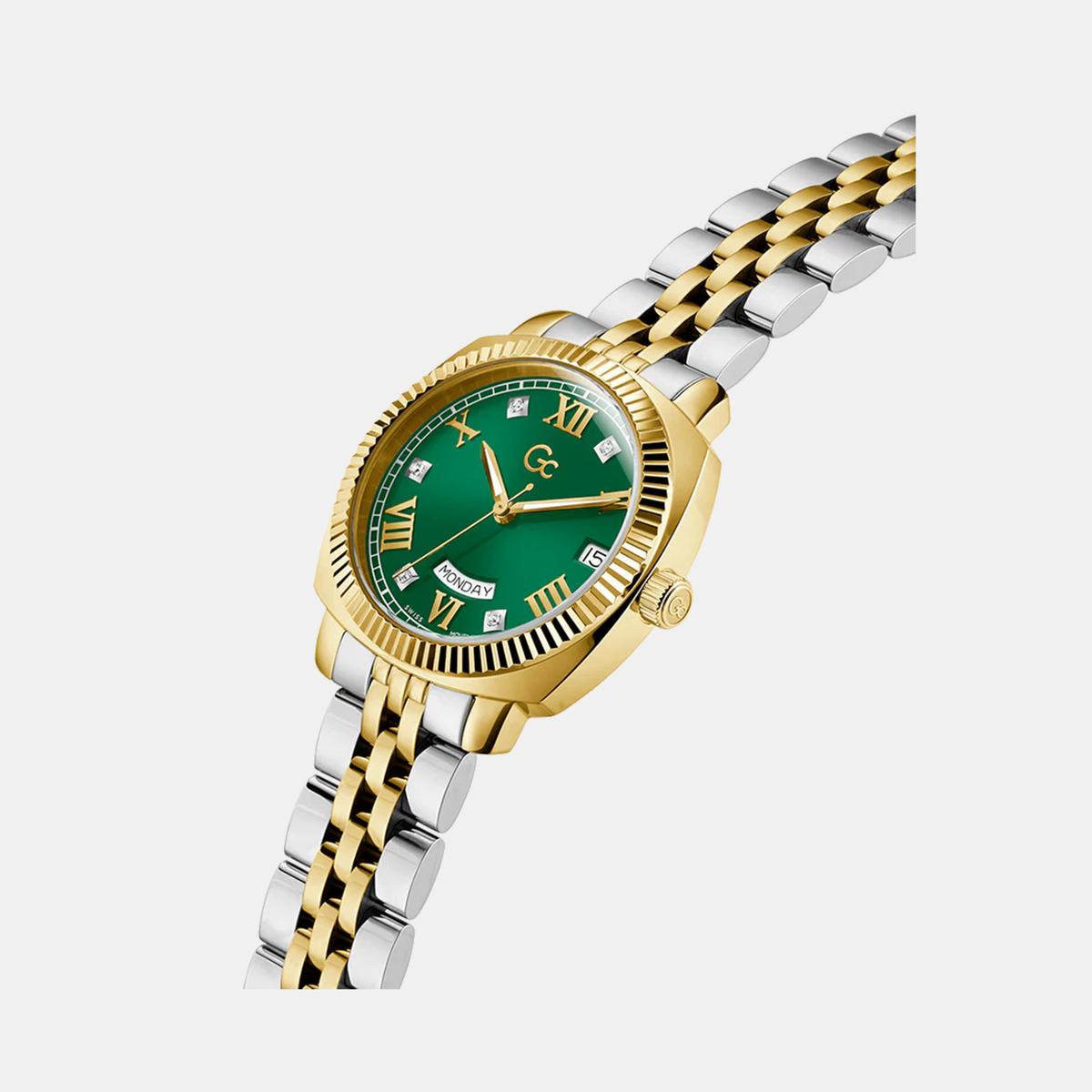 Flair Coussin Women Quartz Green Dial Analog Stainless Steel Watch Z44002L9MF