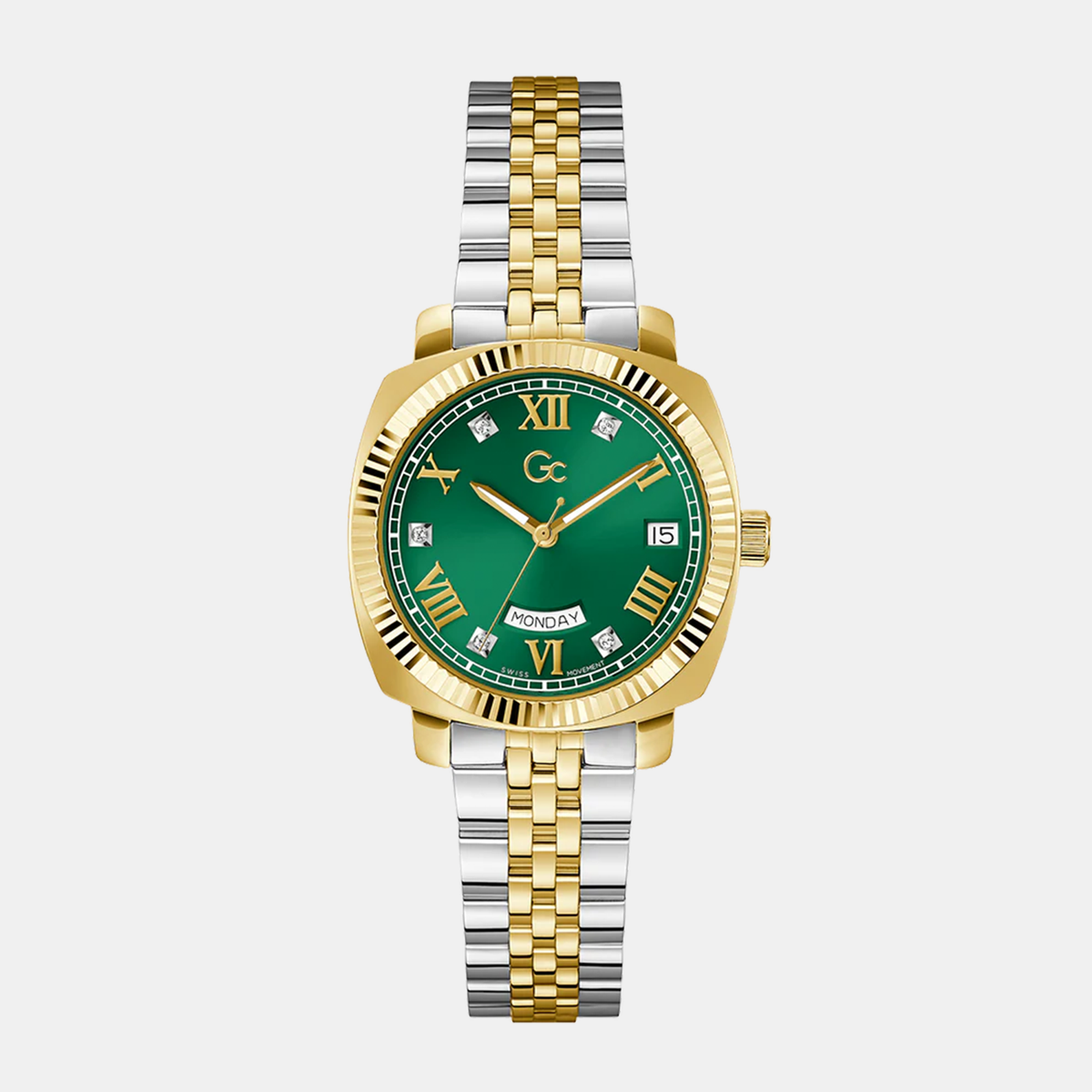Flair Coussin Women Quartz Green Dial Analog Stainless Steel Watch Z44002L9MF