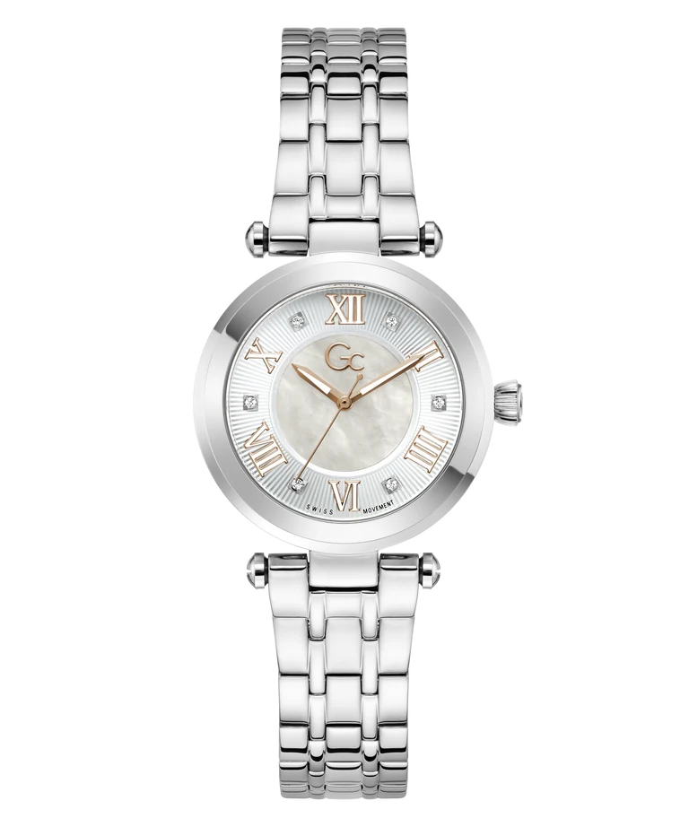 Gc TopChic Mid Size Metal Stainless Steel White Dial Womens Watch Z63001L1