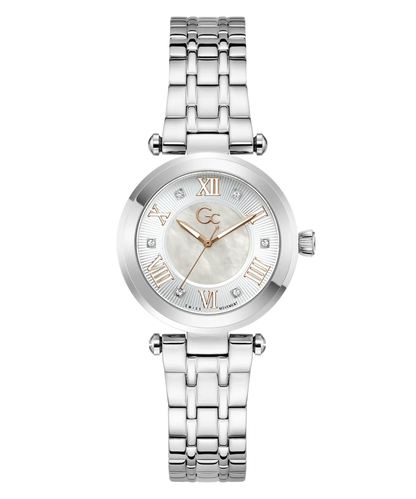 Gc TopChic Mid Size Metal Stainless Steel White Dial Womens Watch Z63001L1