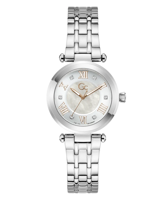 Gc TopChic Mid Size Metal Stainless Steel White Dial Womens Watch Z63001L1