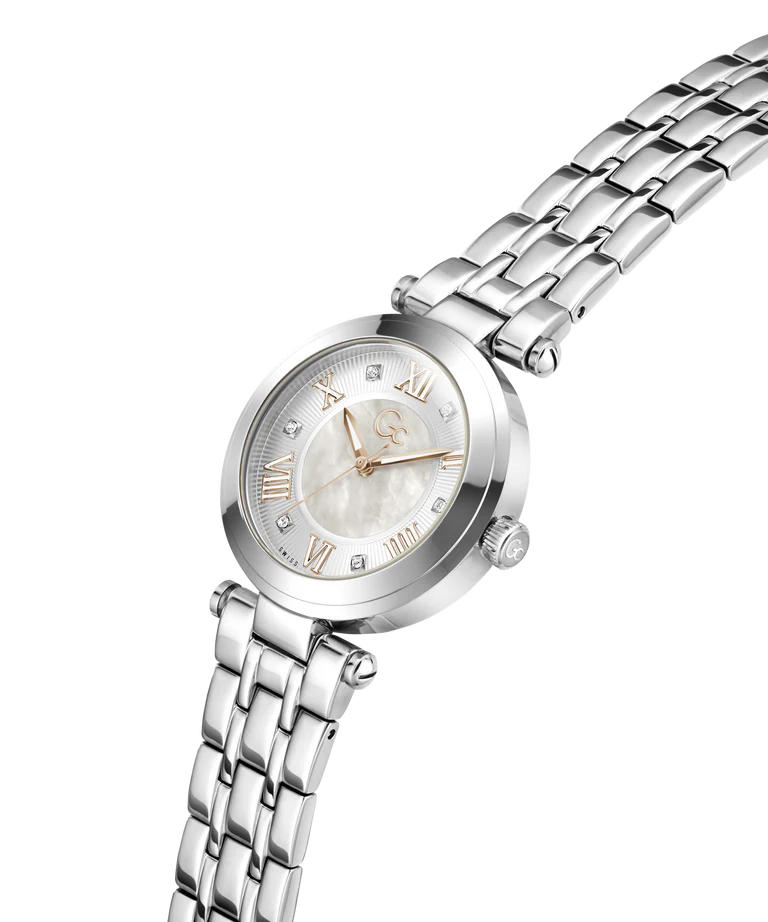Gc TopChic Mid Size Metal Stainless Steel White Dial Womens Watch Z63001L1