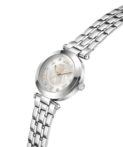 Gc TopChic Mid Size Metal Stainless Steel White Dial Womens Watch Z63001L1