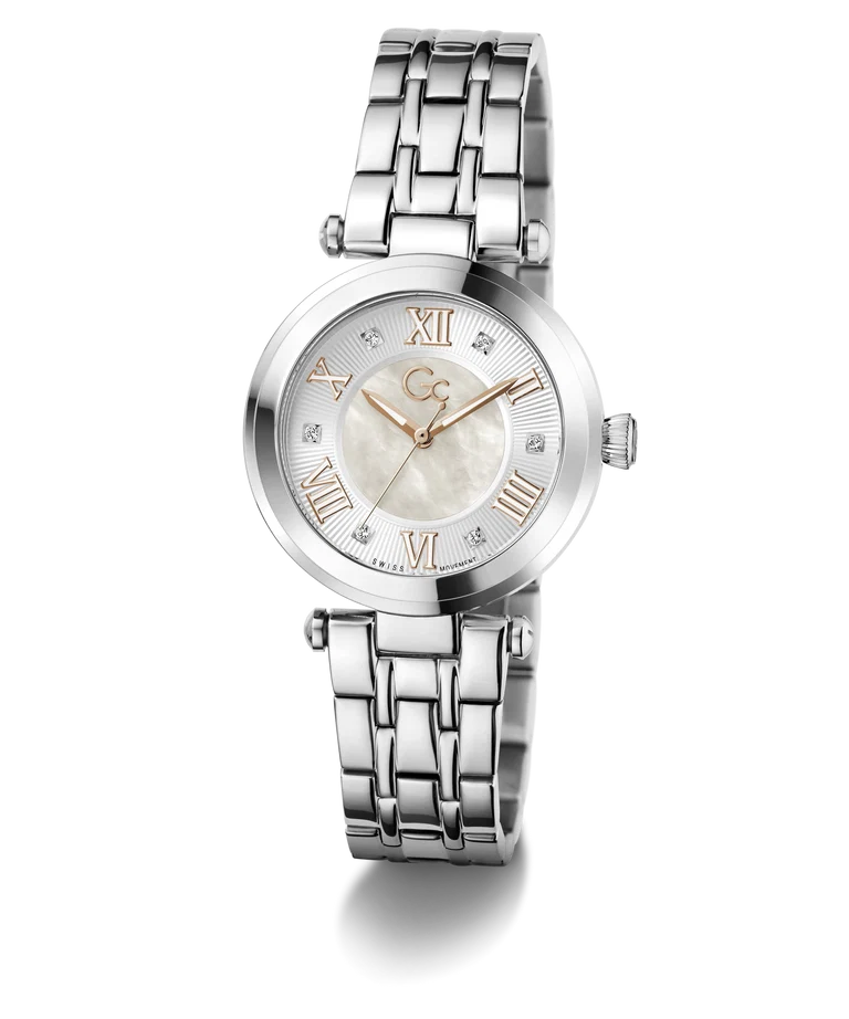 Gc TopChic Mid Size Metal Stainless Steel White Dial Womens Watch Z63001L1