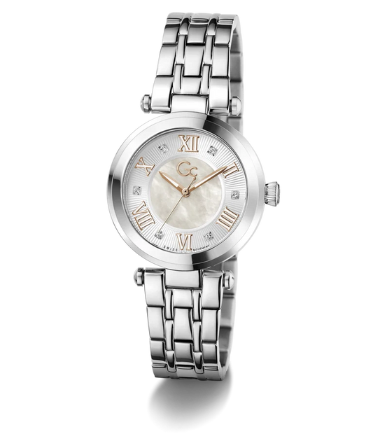 Gc TopChic Mid Size Metal Stainless Steel White Dial Womens Watch Z63001L1