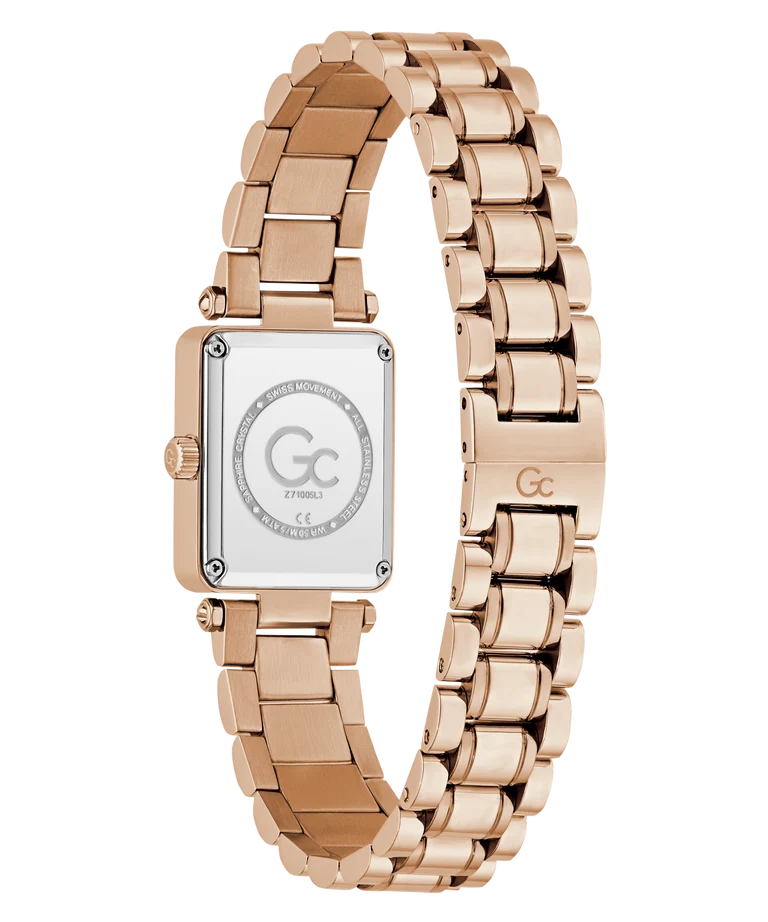 Gc Plaza Mini Small Size Metal Rose Gold Stainless Steel White Dial Womens Watch Z71005L3