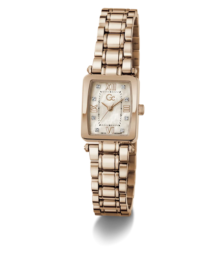 Gc Plaza Mini Small Size Metal Rose Gold Stainless Steel White Dial Womens Watch Z71005L3