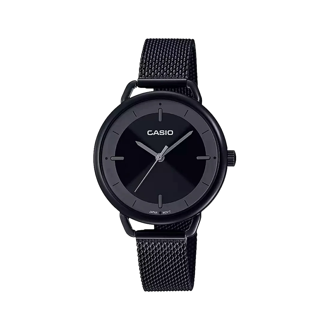 Casio Enticer Black Analog Stainless Steel Mesh Band, LTP-E413MB-1ADF-A1798