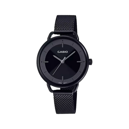 Casio Enticer Black Analog Stainless Steel Mesh Band, LTP-E413MB-1ADF-A1798