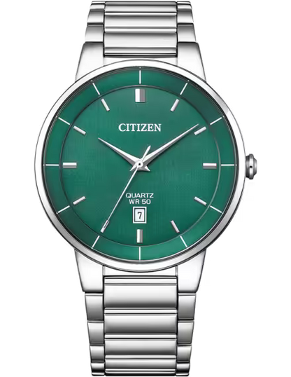 Citizen Men Quartz Green Dial Analog Stainless Steel Band Watch BI5120-51X
