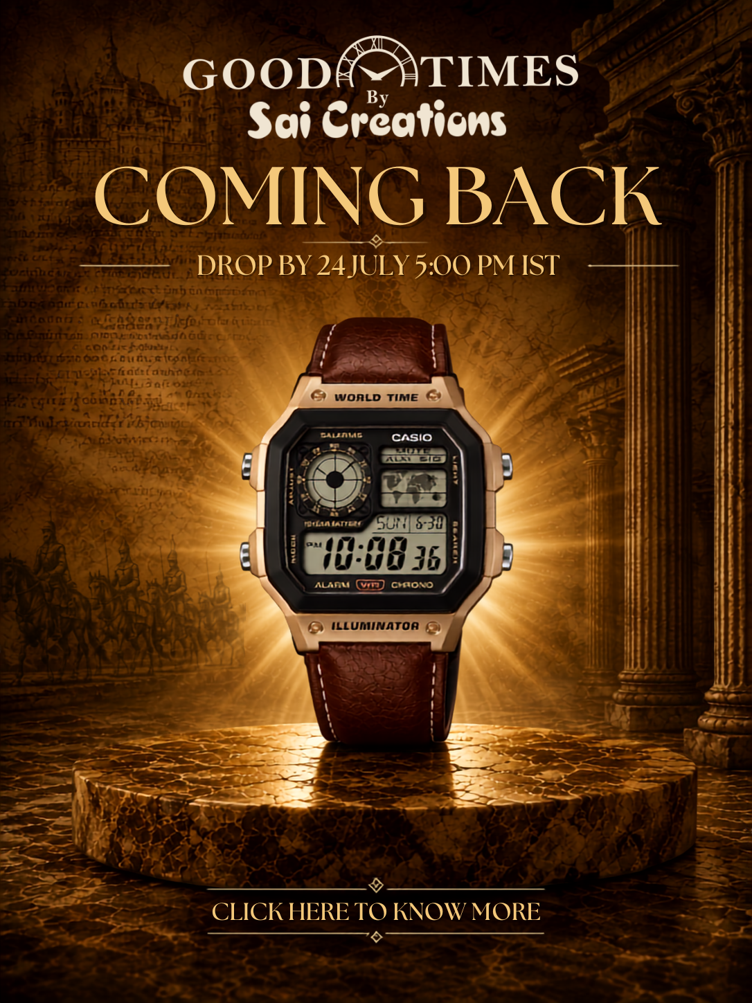 Casio Royal Unisex Adult AE-1200WHL-5AVEF (D383) Quartz Analog Dress Watch with Leather Strap