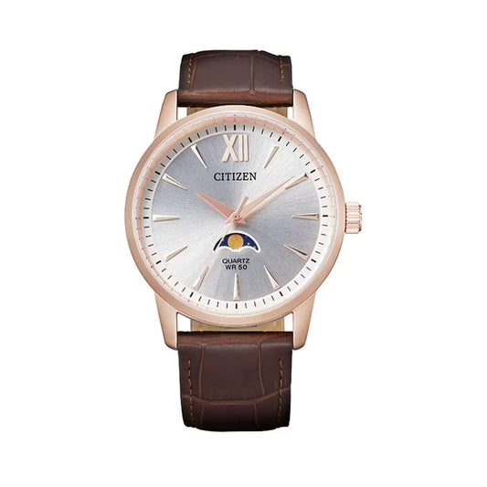 Citizen Mens Leather Analogue Watch - AK5003-05A (Silver_Free Size)