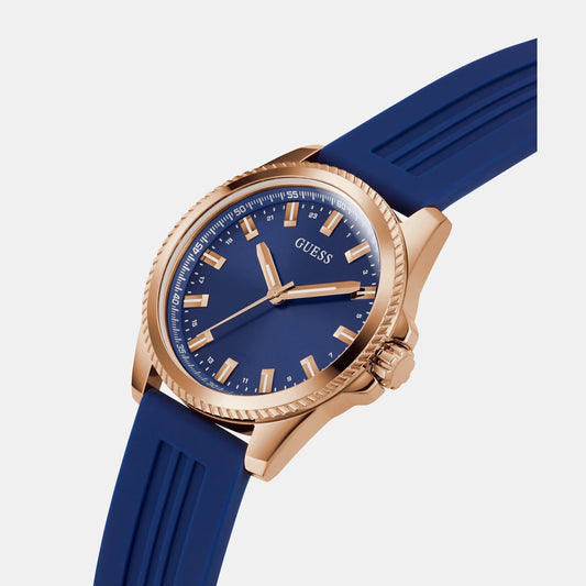 GUESS Men Blue Round Stainless Steel Dial Analog Watch- GW0639G3