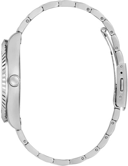 GUESS Stainless Steel Analog Black Dial Men's Watch-Gw0542G1, Band Color:Silver
