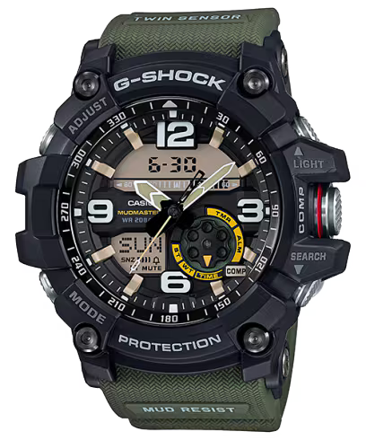 Casio G-Shock GG-1000-1A3DR Black Analog-Digital Dial Green Resin Strap Men's Watch Mud Resistant Shock Resistant G662