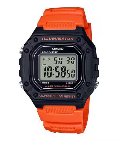 Casio Resin Youth Digital Grey Dial Men Watch-W-218H-4B2Vdf , Bandcolor-Orange