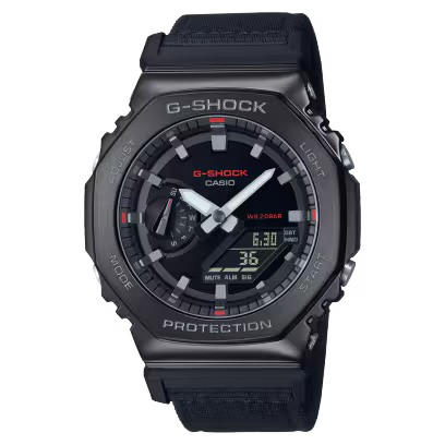 CASIO  G-SHOCK Black Ip Dial Cloth Band Analog-Digital Watch - For Men G1373 (GM-2100CB-1ADR)