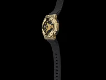 Casio G-Shock GM-110G-1A9DR Gold Ip Black & Gold Analog-Digital Dial Black Resin Strap Men's Watch Shock And 200M Water Resistant G1053