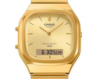Casio Vintage AQ-240EG-9ADF Analog-Digital Gold Dial Unisex (D421)