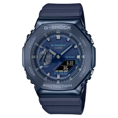 Casio G-Shock GM-2100N-2ADR Dark Blue IP Blue Analog-Digital Dial Blue Resin Strap Men's Watch Shock and 200M Water Resistant G1162