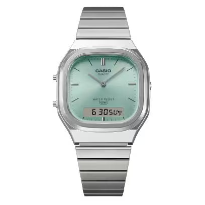 Casio Vintage Silver Stainless Steel Blue Dial Unisex Watch AQ-240E-2A (D429)
