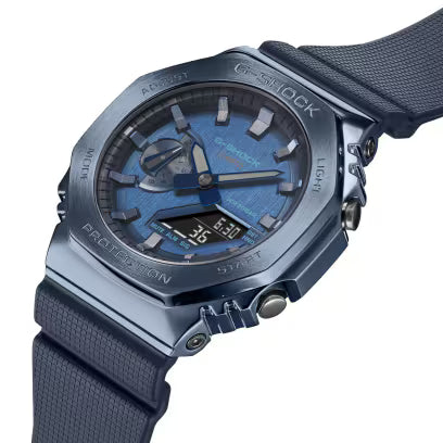 Casio G-Shock GM-2100N-2ADR Dark Blue IP Blue Analog-Digital Dial Blue Resin Strap Men's Watch Shock and 200M Water Resistant G1162