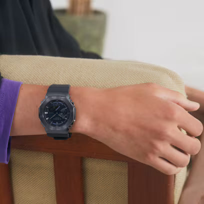 Casio G-Shock GM-2100N-2ADR Dark Blue IP Blue Analog-Digital Dial Blue Resin Strap Men's Watch Shock and 200M Water Resistant G1162