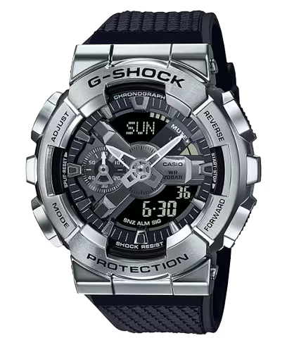 Casio G-Shock GM-110-1ADR Silver Analog-Digital Dial Black Resin Strap Men's Watch Shock And 200M Water Resistant G1051
