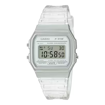 Casio Youth F-91WG-9QDF Digital Clear Watch Unisex D165 X D359 (COMBO)